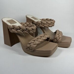 Dolce Vita Women's Size 8.5 Tan Ashby Braided Platform Block Heel Sandals